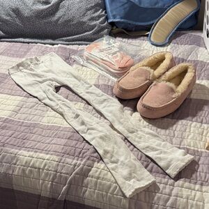 UGG Pink and Cream Kids Slippers size 6
White footless tights size 6